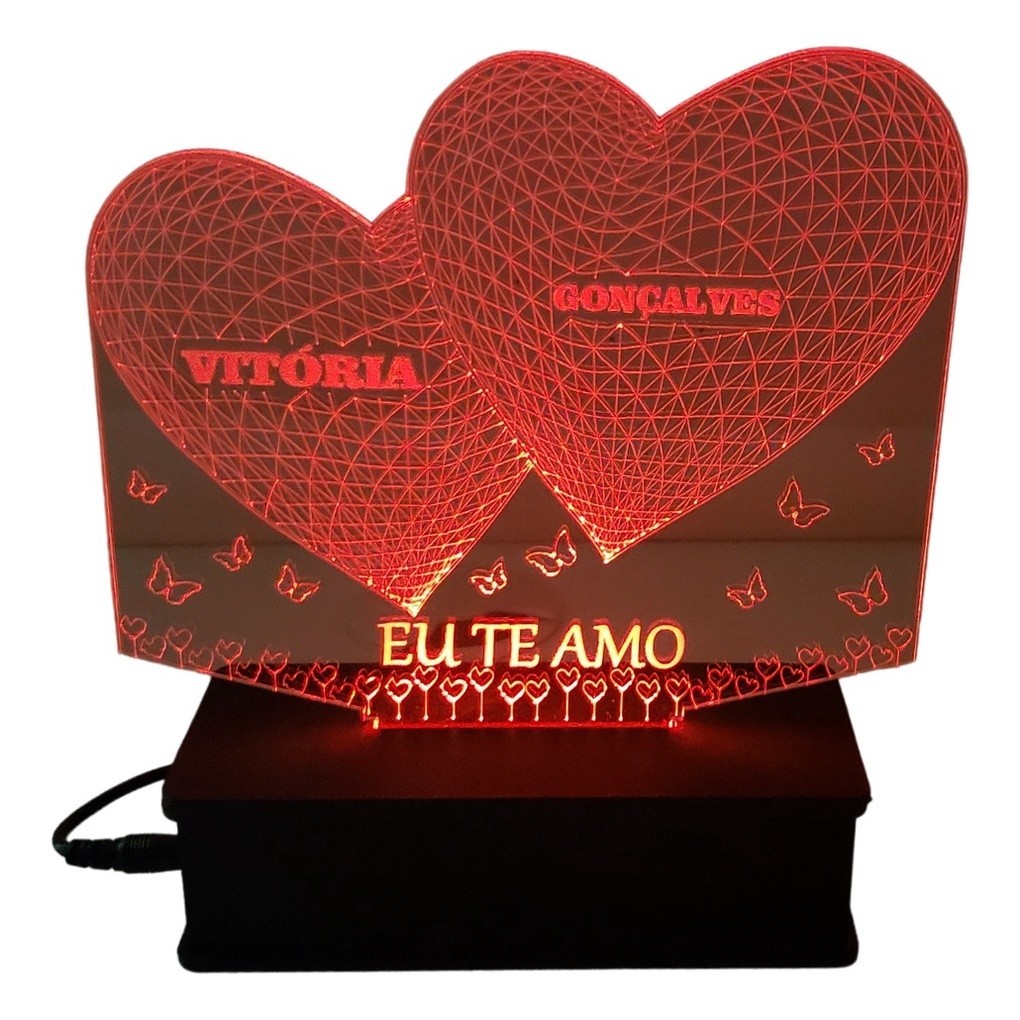 Luminária Led Usb Coração Abajur Namorados Amor personalizado