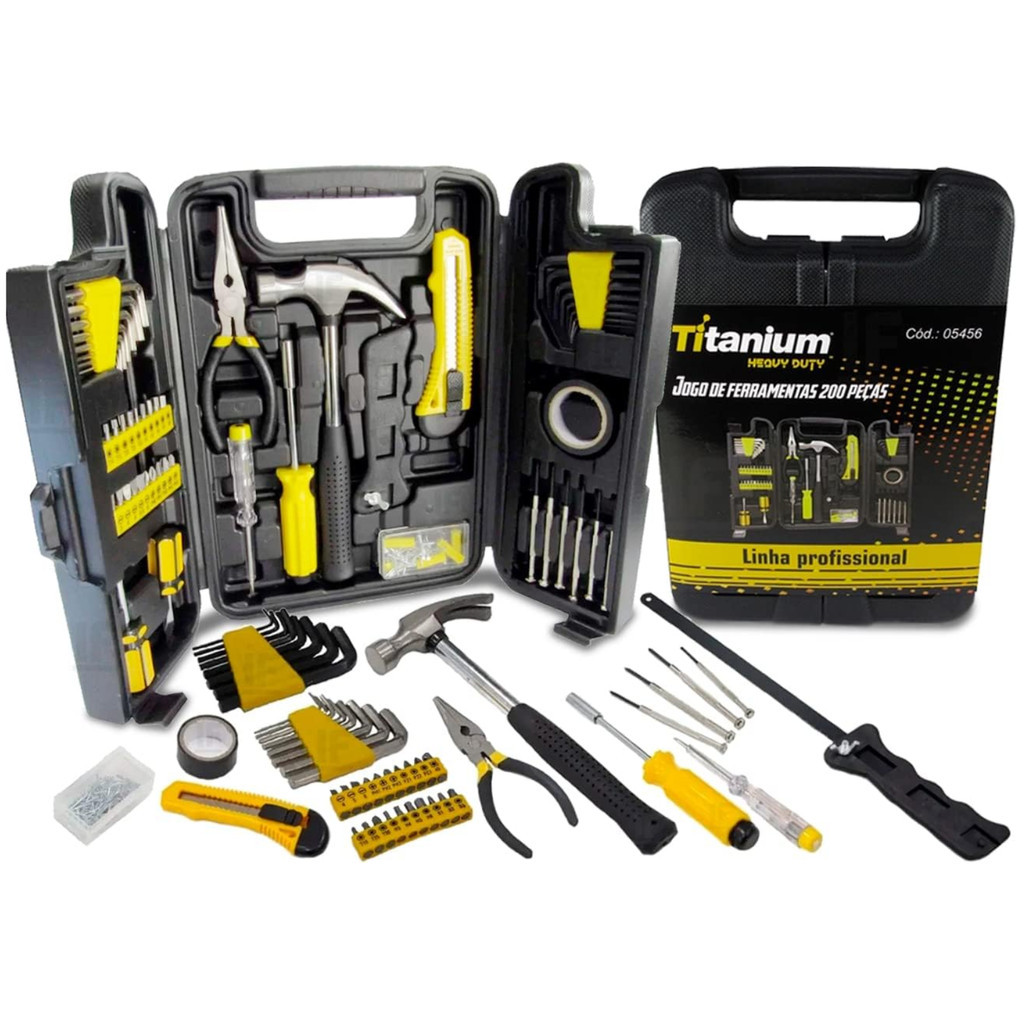 Jogo de Ferramentas 200 Peças Linha Profissional Titanium - Home & Living