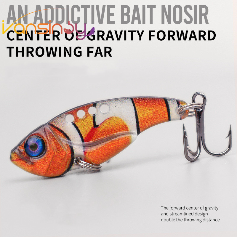 1pcs Isca De Pesca 3D VIB Jig Spoon Lures Iscas Bass Crankbait Spinner Lure Com 4 Furos