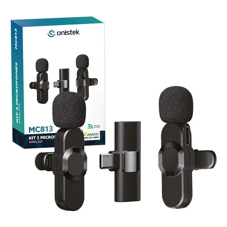 Kit 2 Microfones de Lapela Wireless para Tipo C Onistek