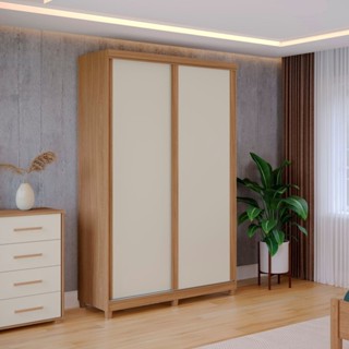 Guarda Roupa Solteiro 2 Portas 2 Gavetas 100% MDF Dalas  Freijó/Off White em Oferta na Shopee