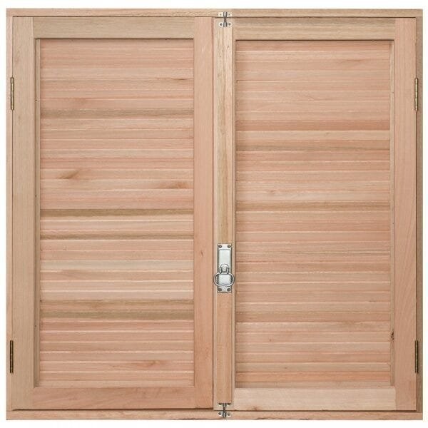 Janela de Madeira Veneziana 120x120cm com Caixilho 12cm Ewk 140 Rondosul 120cm x 120cm