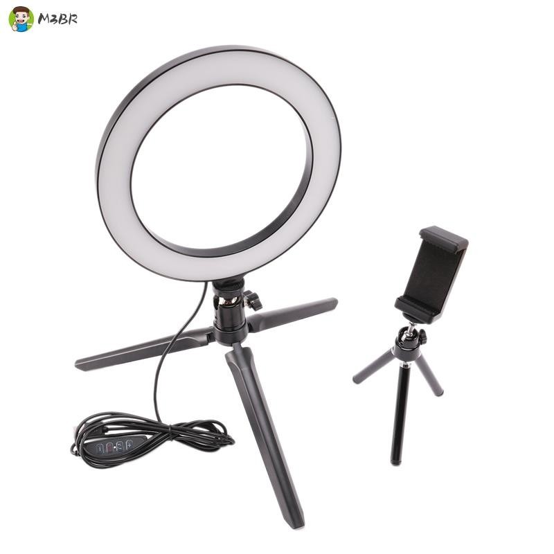 Led Desktop Ring Light Stepless Dimming Com Suporte De Tripé Usb Plug