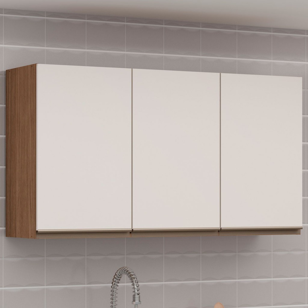 Armário Aéreo Cozinha 3 Portas Ebano Fosco/Off White Fosco 1306m - Genialflex em Oferta na Shopee