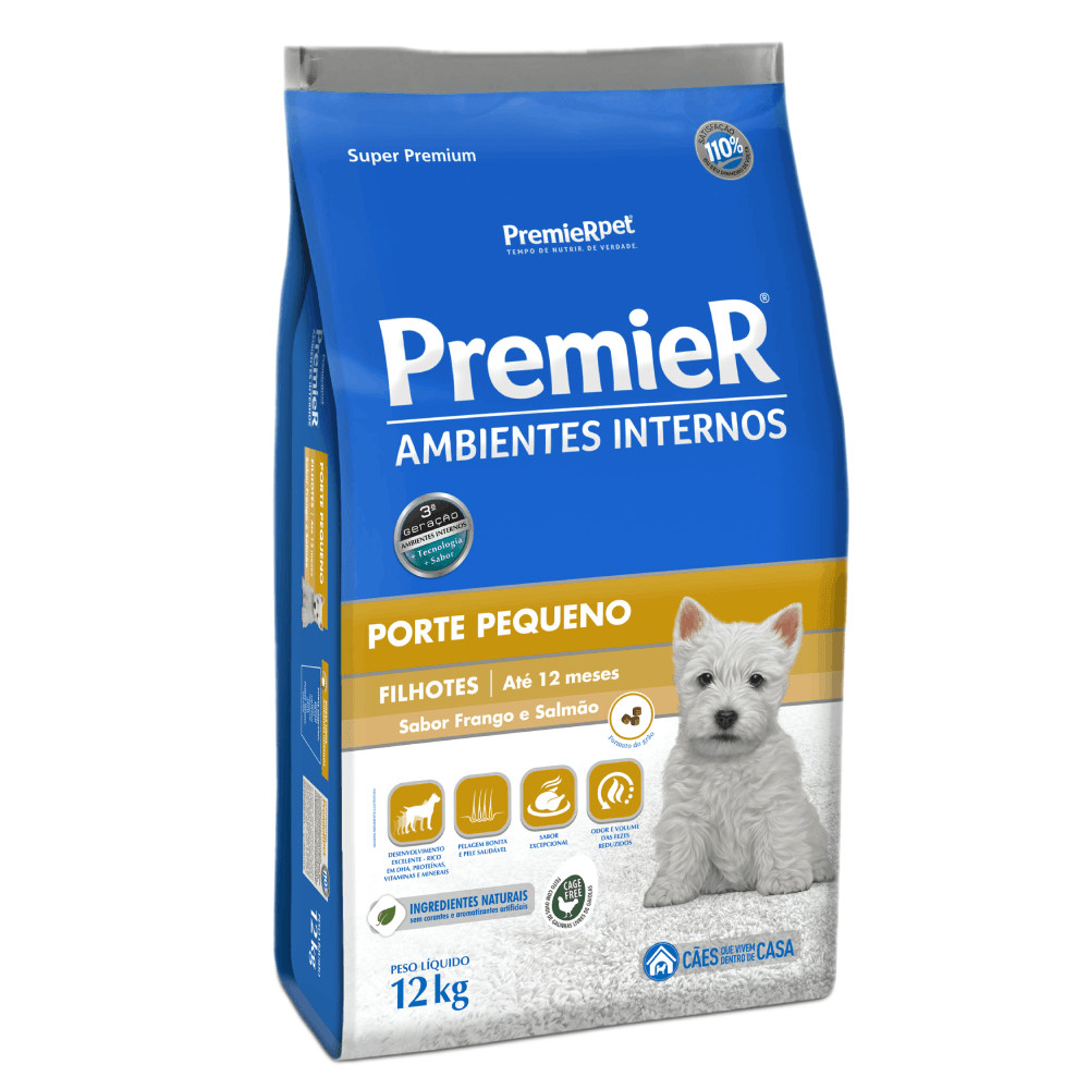 Ração para Cachorros Premier Ambientes Internos Filhotes Raças Pequenas 12 kg