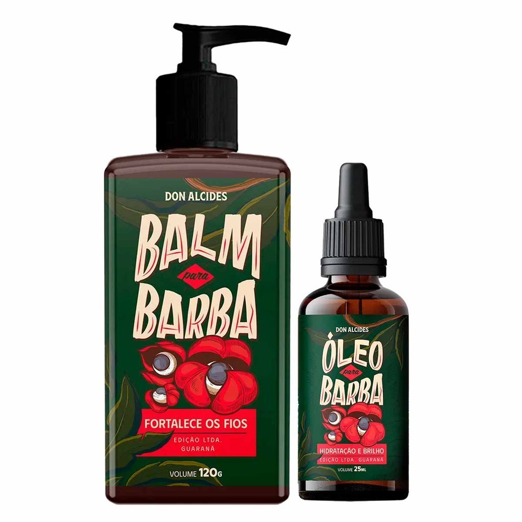 KIt Balm e Óleo Hidratante Para Barba Guaraná Don Alcides