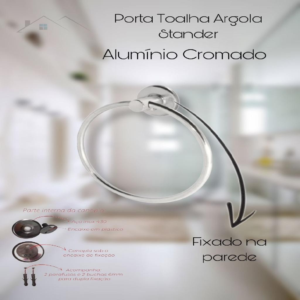 Kit 2 Suporte Ou Porta Toalha de Rosto Mãos Argola Aço Inox Banheiro