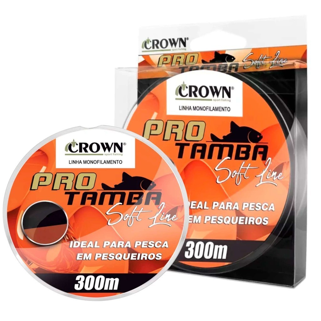 Linha Monofilamento de Pesca Crown Pro Tamba Soft Laranja Ideal Para Pesqueiros 0,37mm 27 Lb 300m