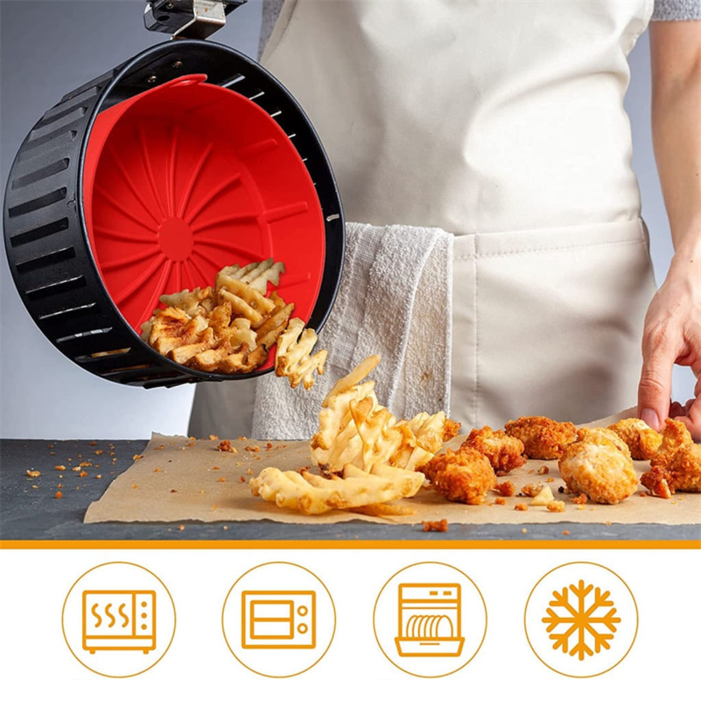 Forma De Silicone Para Air Fryer Reutilizável e Lavável Protetor Fritura Cesto De Cozimento