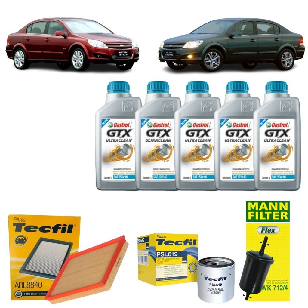 Kit Troca De Oleo E Filtros GM Vectra Astra Zafira 2.0 Flex Gt 15w40 Castrol Semisintetico Original em Oferta na Shopee
