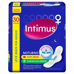 Absorvente Intimus Noturno Seca com Abas 30 Unidades Leve mais Por menos