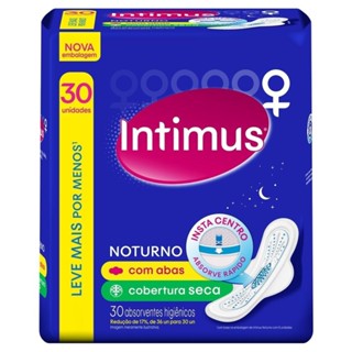 Absorvente Intimus Noturno Seca com Abas 30 Unidades Leve mais Por menos em Oferta na Shopee