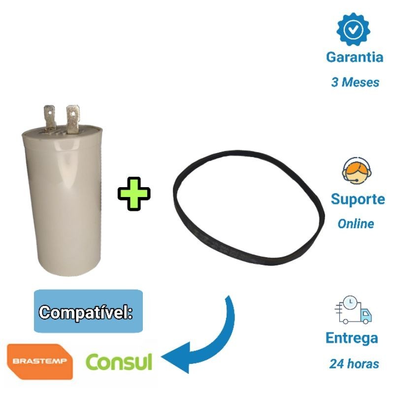 Correia Lavadora Brastemp BWJ11A BWK11A + Capacitor 45uf 127v Weg