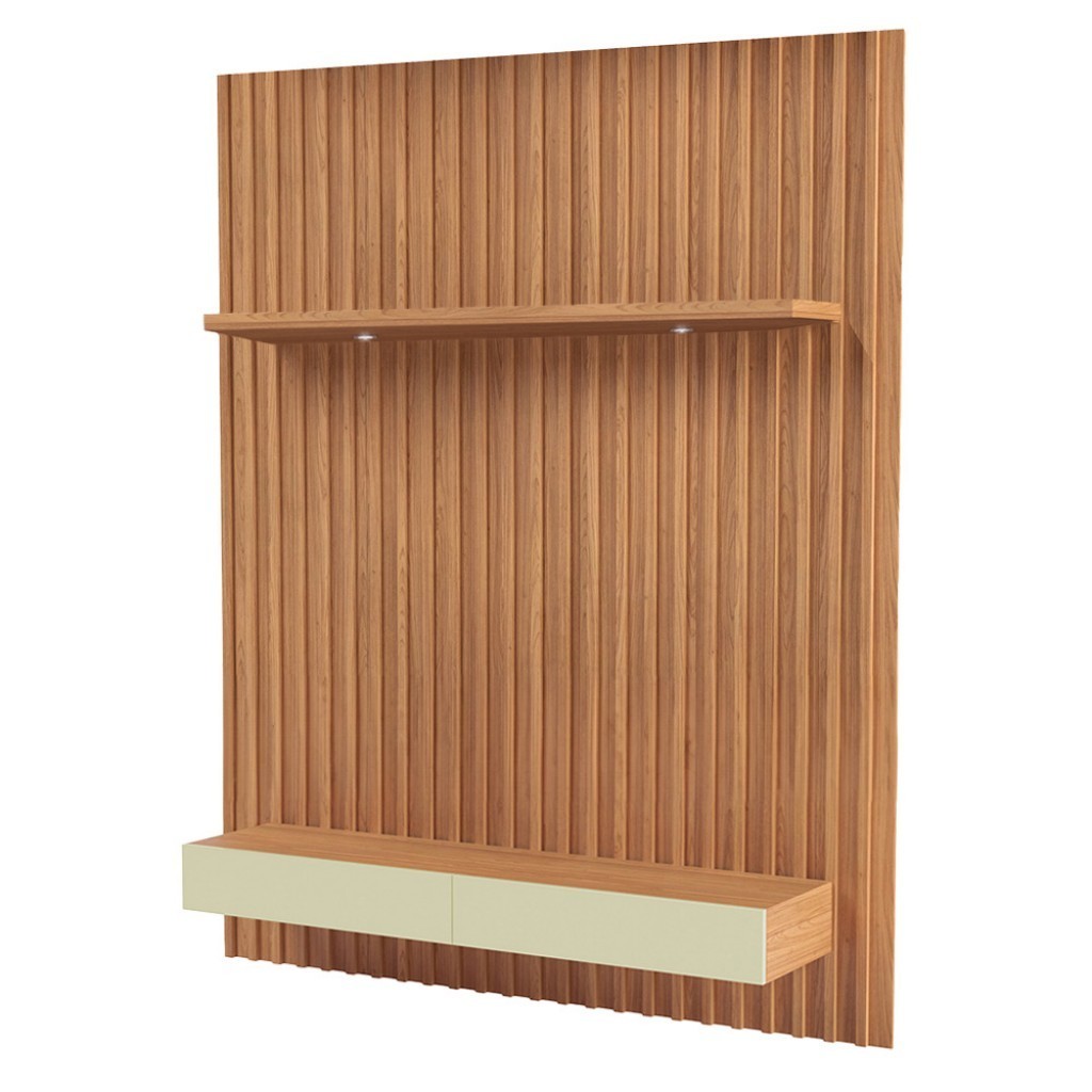 Painel para TV Até 75 Polegadas 2 Gavetas com Led Ripado Freijó/Off White TB186L - Dalla Costa