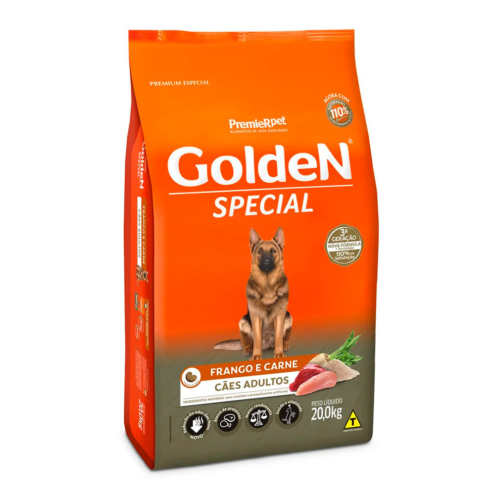 Ração Premier Golden Special Cães Adultos Frango e Carne 20kg - Pets