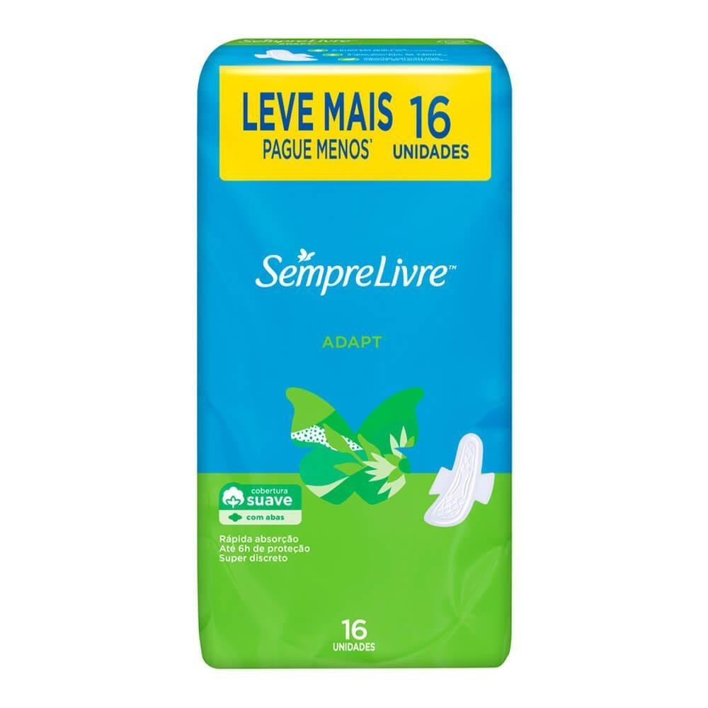 SEMPRE LIVRE ABSORVENTE ADAPT SUAVE COM ABAS DE 16 UNIDADES