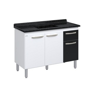 Balcão de Cozinha 3 Portas e 1 Gaveta 116,2cm  Preto em Oferta na Shopee