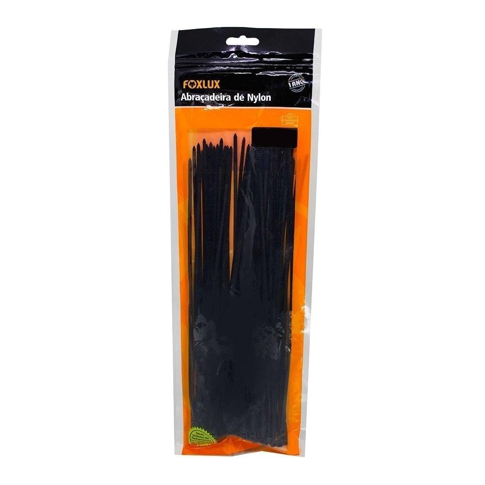 Abraçadeira Nylon Foxlux 280mm x 3,5mm Preto - Embalagem com 100 Unidades - Home & Living