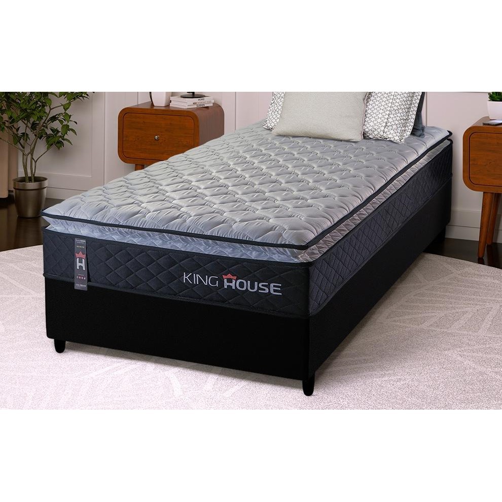 Conjunto Cama Box Solteiro Dakota Preto 88x188x57 Espuma D33 em Oferta na Shopee