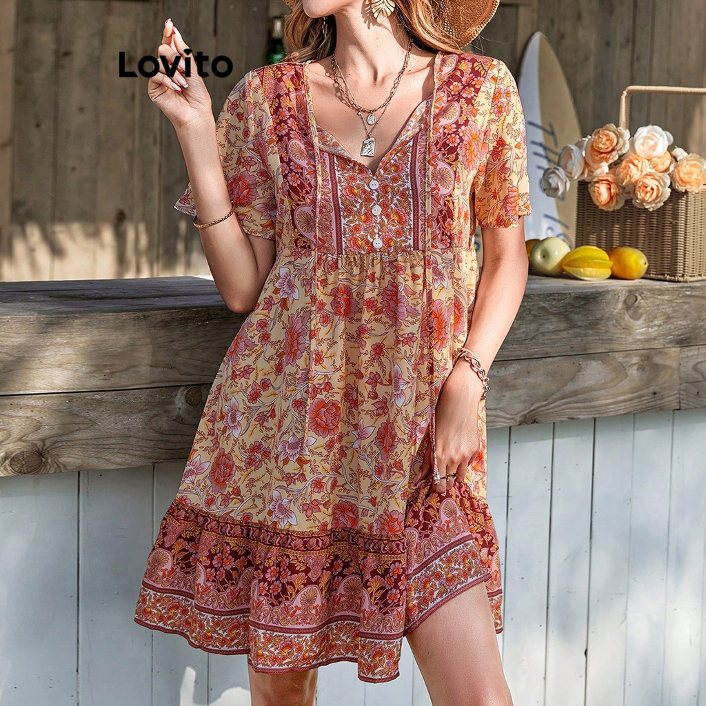 Lovito Vestido Boho Paisley para mulheres L89ED104 - Women Clothes