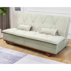 Sofá Cama Estoril 1,90m Bege Suede Velut - King House
