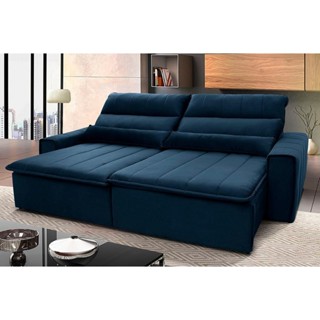 Sofá Retrátil Reclinável Patagônia 3,00m Suede Velut Azul Marinho  Molas no Assento - King House em Oferta na Shopee