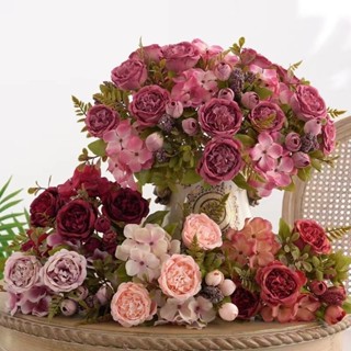 Flor artificial vintage peônia seda grande buquê casamento casa festa de natal jardim--4755/4775 em Oferta na Shopee