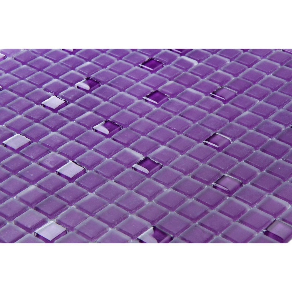 Pastilha de Vidro Cristal de 30cm X 30cm Rende  Glass Mosaic Lilás Escuro