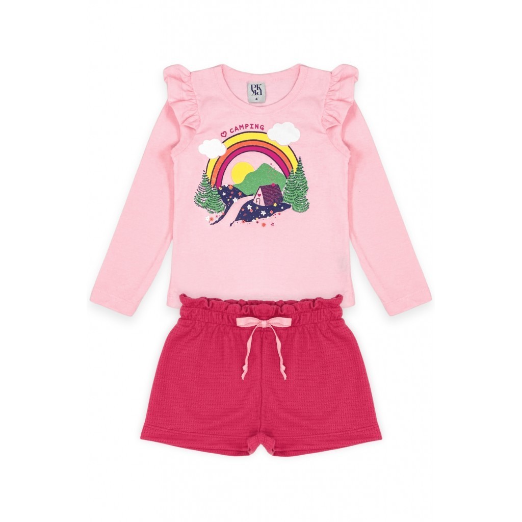 Conjunto Feminino Infantil Camping em Oferta na Shopee