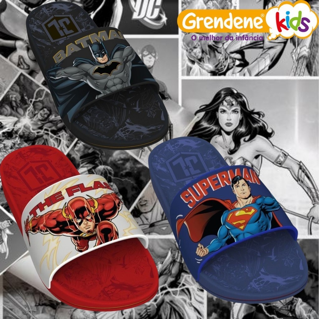 Sandália Papete Infantil Menino Grendene kids Liga da Justiça DC Conforto
