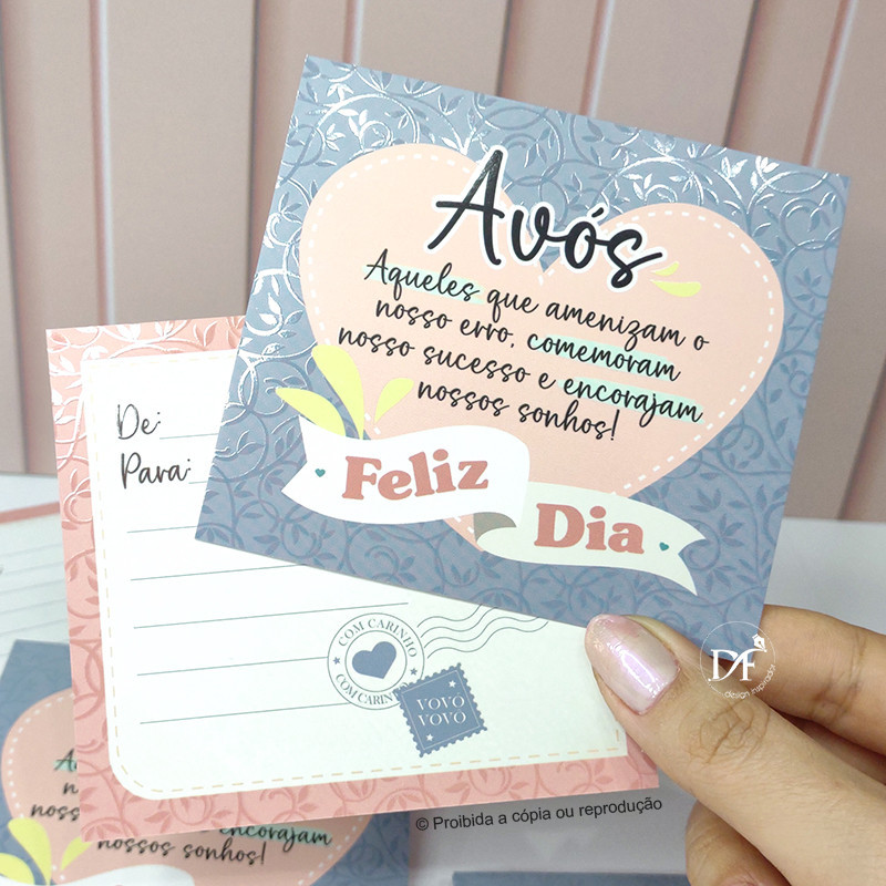 10 ou 25 Cartões Dia dos Avós | Postal de Agradecimento ao Cliente verniz localizado