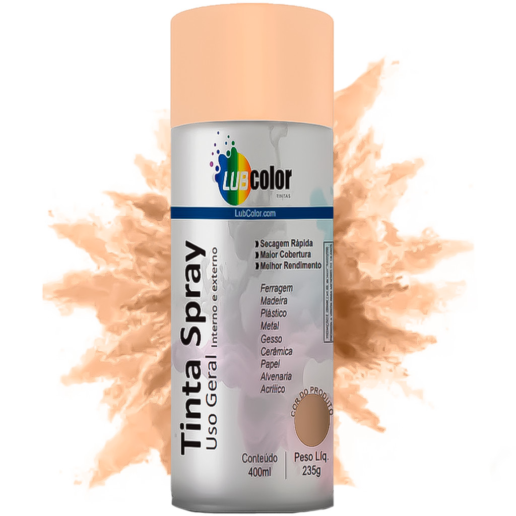 Tinta Spray Bege 400ml Madeira Plástico Metal Isopor Papel Uso Geral Profissional Alta Qualidade