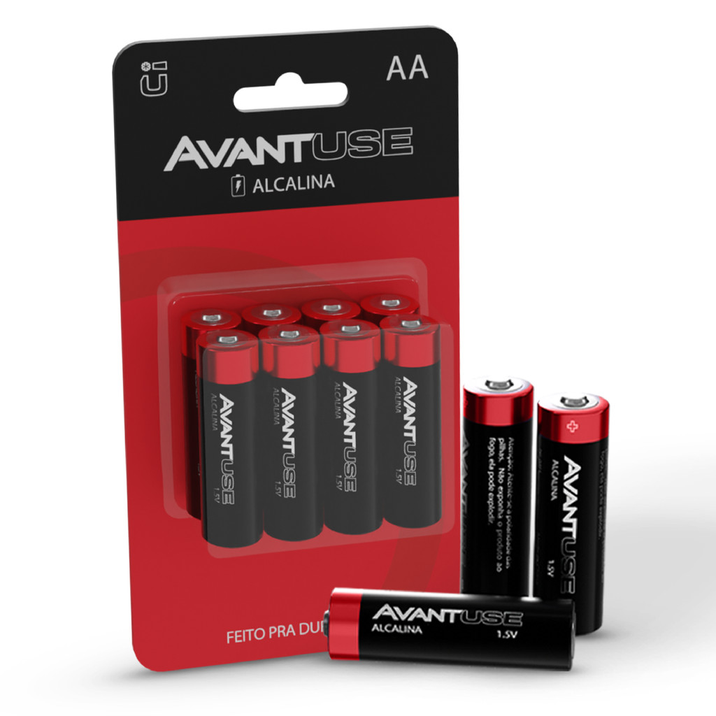 Kit 8 Pilhas Alcalina AA Pequena 1.5V Avant Use em Oferta na Shopee