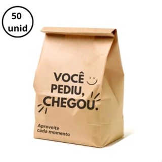 50unidade Saco Delivery Kraft Você Pediu Chegou Tam Pp/p/m/g/gg/Xg - Reforçado em Oferta na Shopee