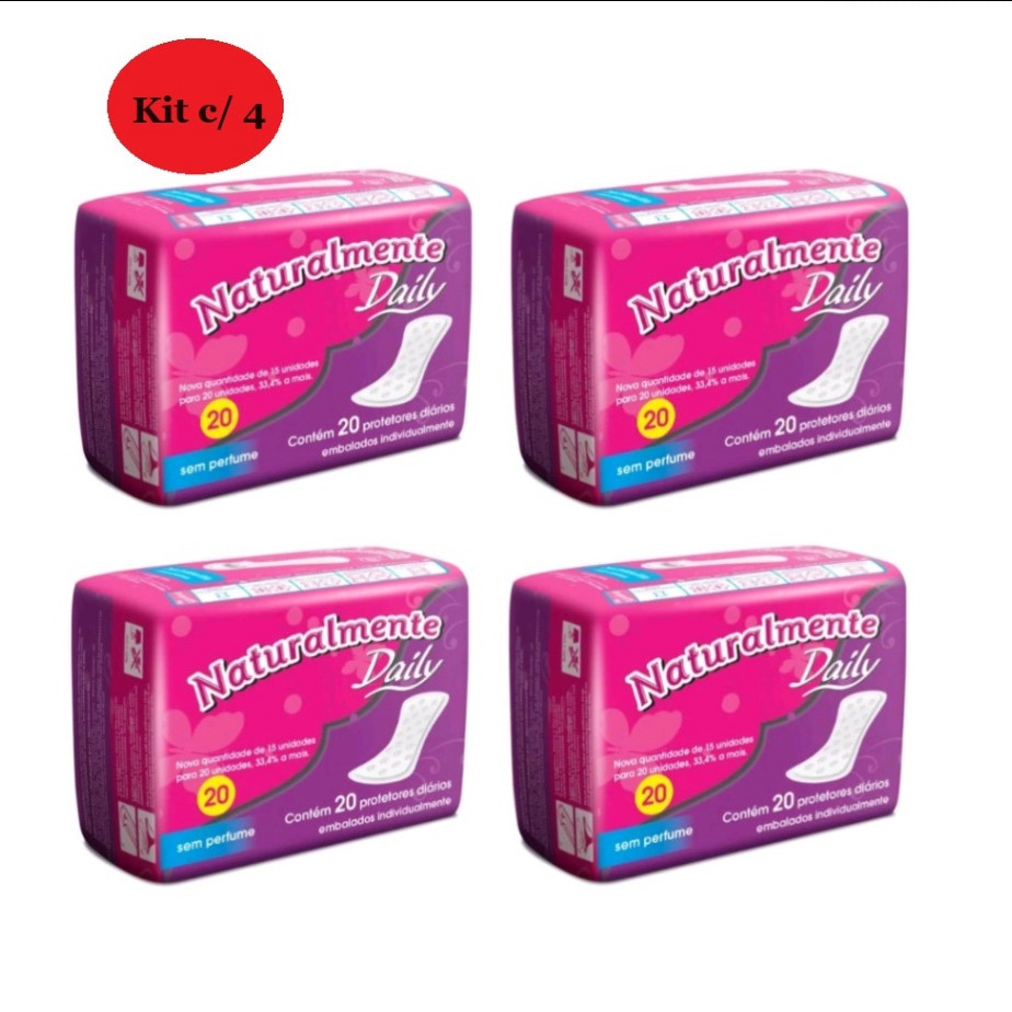 Kit c/4 Protetor Diário Naturalmente Daily c/20 unidades.