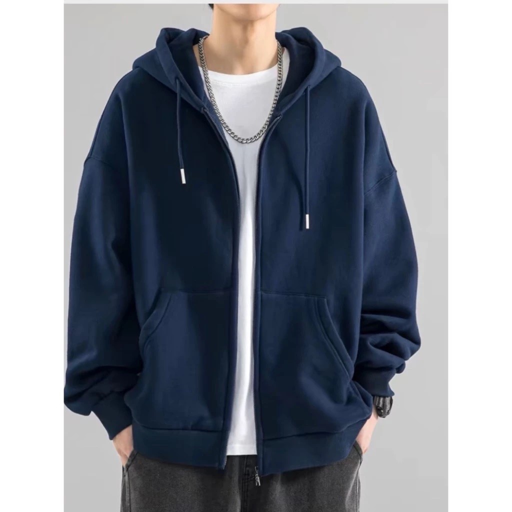 Blusa Moletom com Ziper Masculina Flanelada Bolso Canguru Lisa em Oferta na Shopee