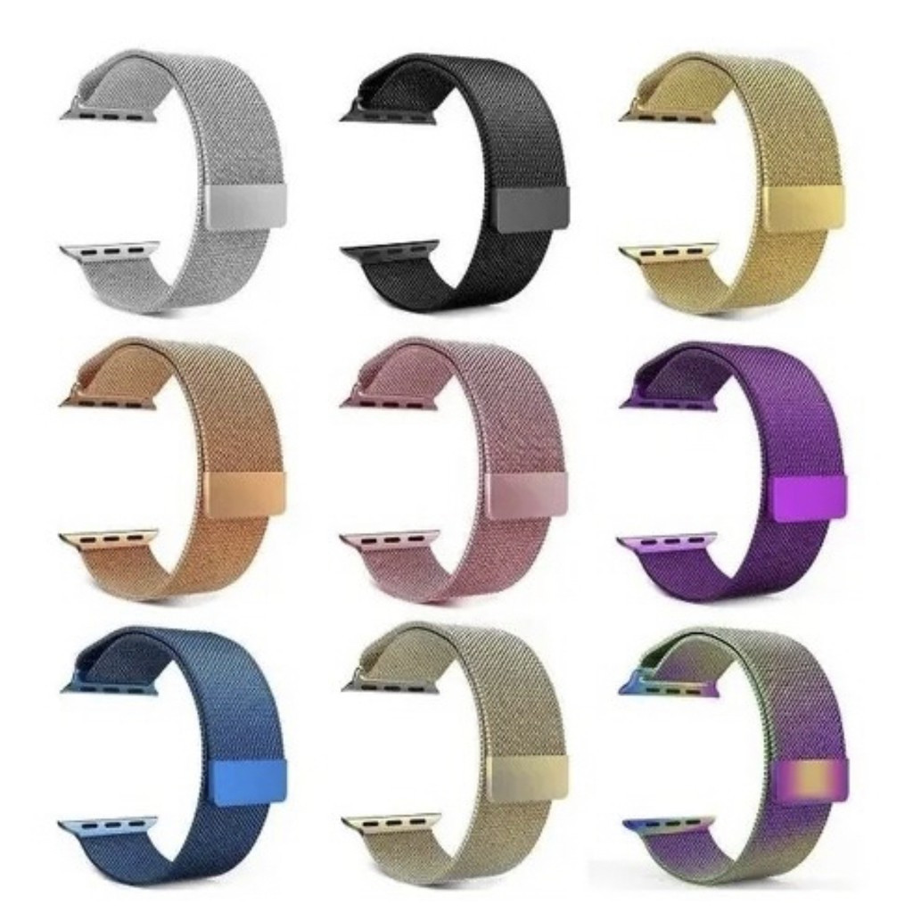 Pulseiras Milanesa Metal para Apple Watch Smart Relógios 38mm 40mm 41mm 42mm 44mm 45mm 47mm 49mm em Oferta na Shopee