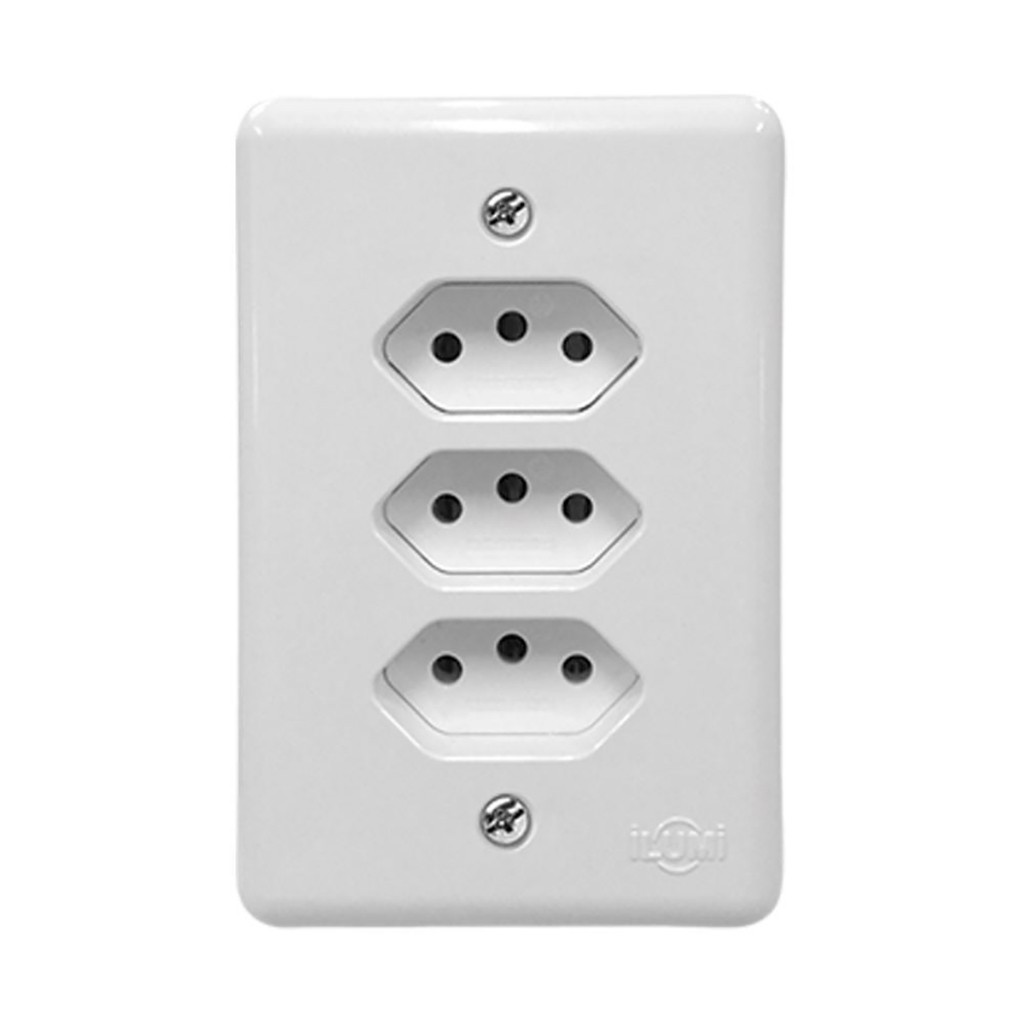 Conjunto Tomada Tripla Monobloco Stylus Ilumi