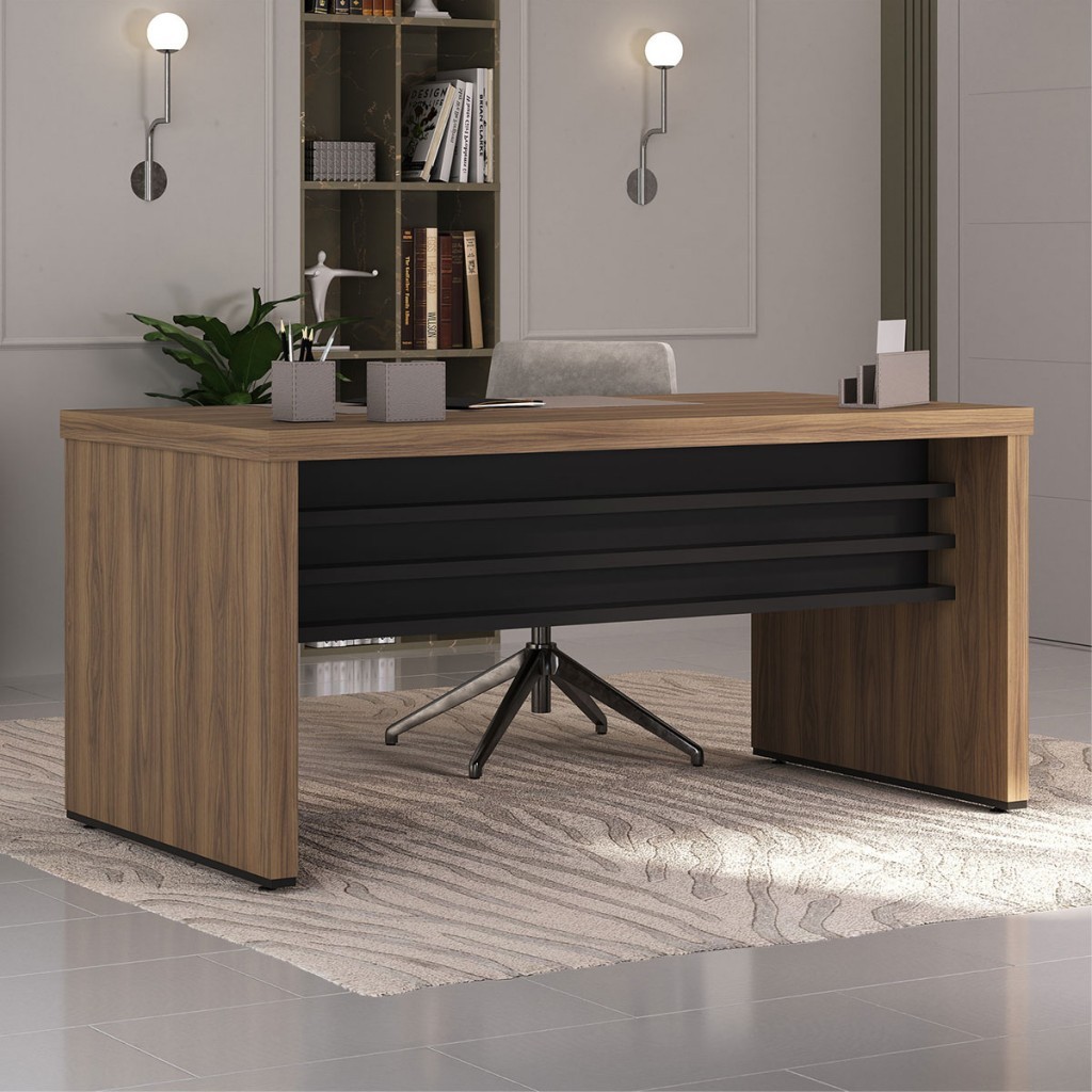 Mesa para Escritório Tamburato Nogal/Preto 6364 - Artany Móveis em Oferta na Shopee