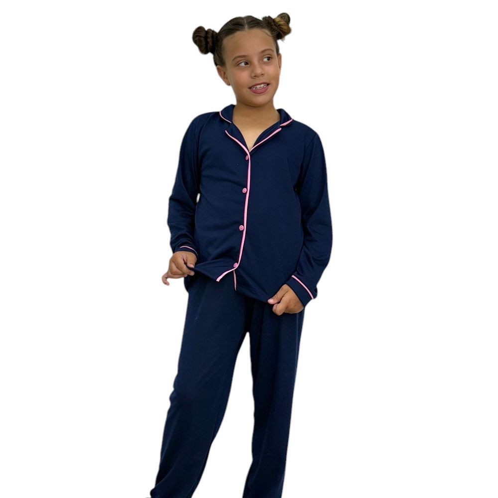 Pijama Infantil Menina Inverno Americano Blusa com Gola e Calça Katrine