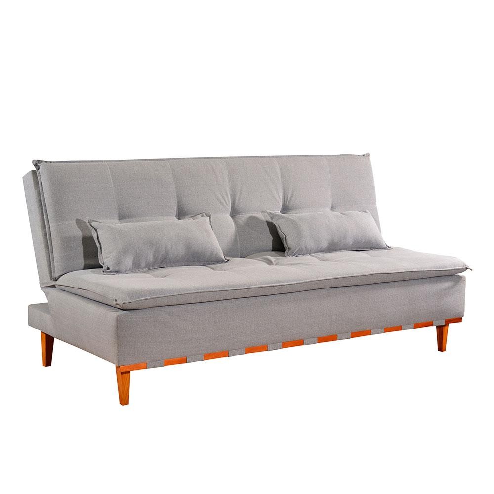 Sofá-Cama Casal 3 Lugares Nice Linho Cinza - Home & Living