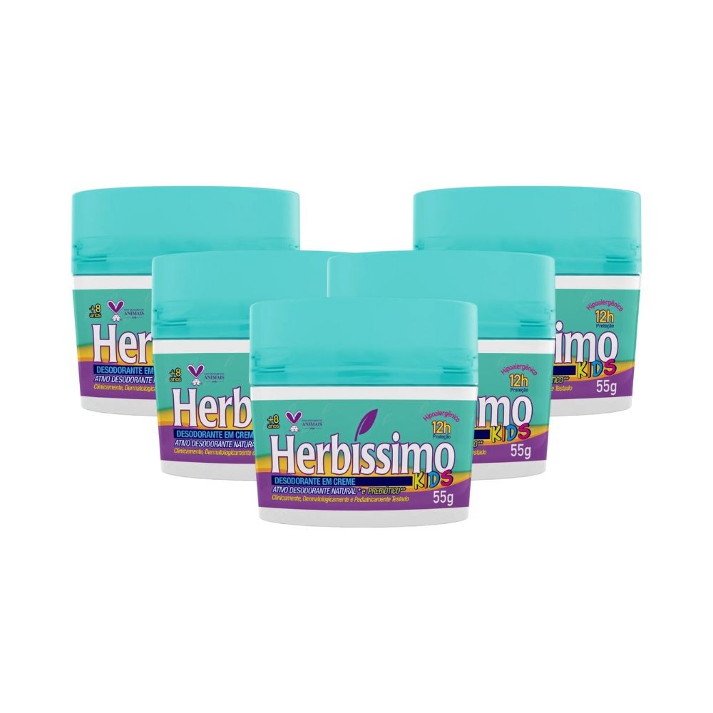 Kit Desodorante Cremoso Herbissimo Kids 55gr (5 unidades)