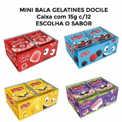 Mini Bala de Gelatina Gelatines ESCOLHA O SABOR ideal para Lembrancinha 15g c/12 - Docile