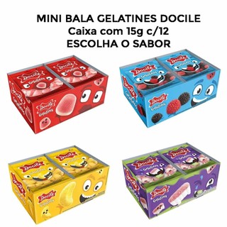 Mini Bala de Gelatina Gelatines ESCOLHA O SABOR ideal para Lembrancinha 15g c/12 - Docile