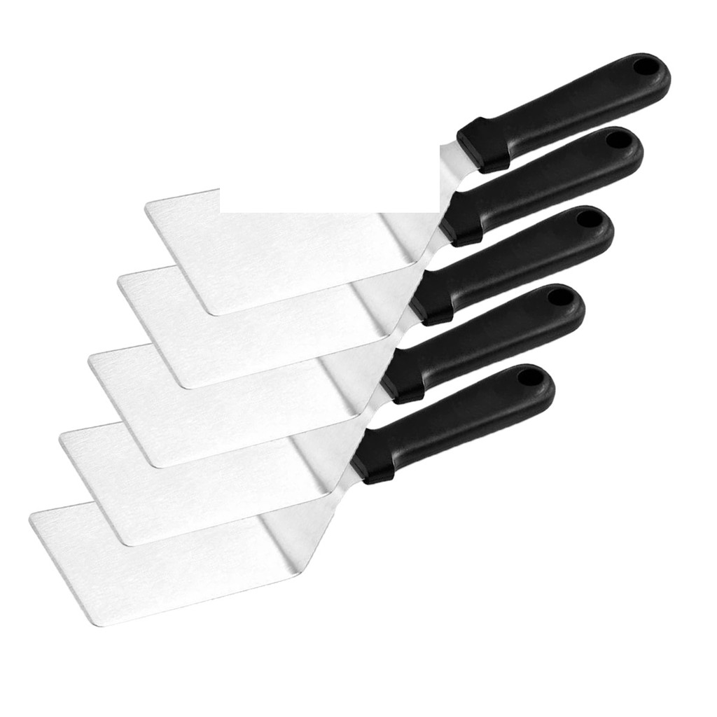 Kit 5x Espatula Curva 3" Preta Chapa Hamburguer Lanche Profissional em Oferta na Shopee