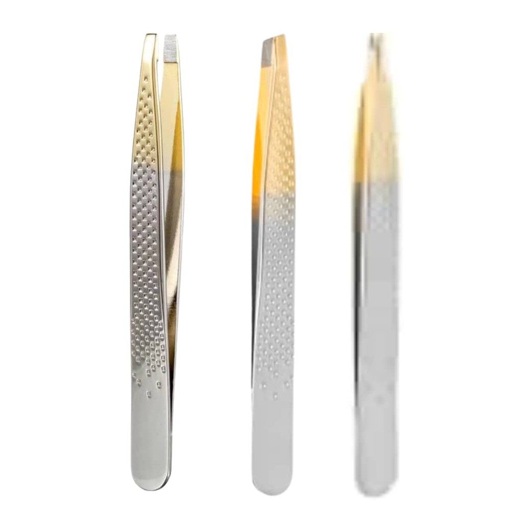 Kit Pinças Enox Silver Gold-Reta,Chanfrada e Fina