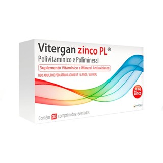 Suplemento Vitamínico E Mineral Vitergan Zinco PL 30 Comprimidos Revestidos em Oferta na Shopee