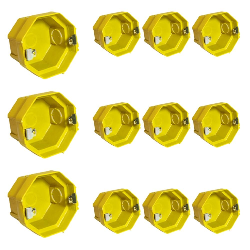 Kit Com 12 Caixas Sextavadas De Embutir Bet Plásticos 3x3 Amarela - Cx33103 em Oferta na Shopee