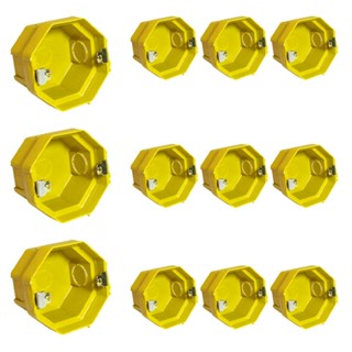 Kit Com 12 Caixas Sextavadas De Embutir Bet Plásticos 3x3 Amarela - Cx33103 em Oferta na Shopee