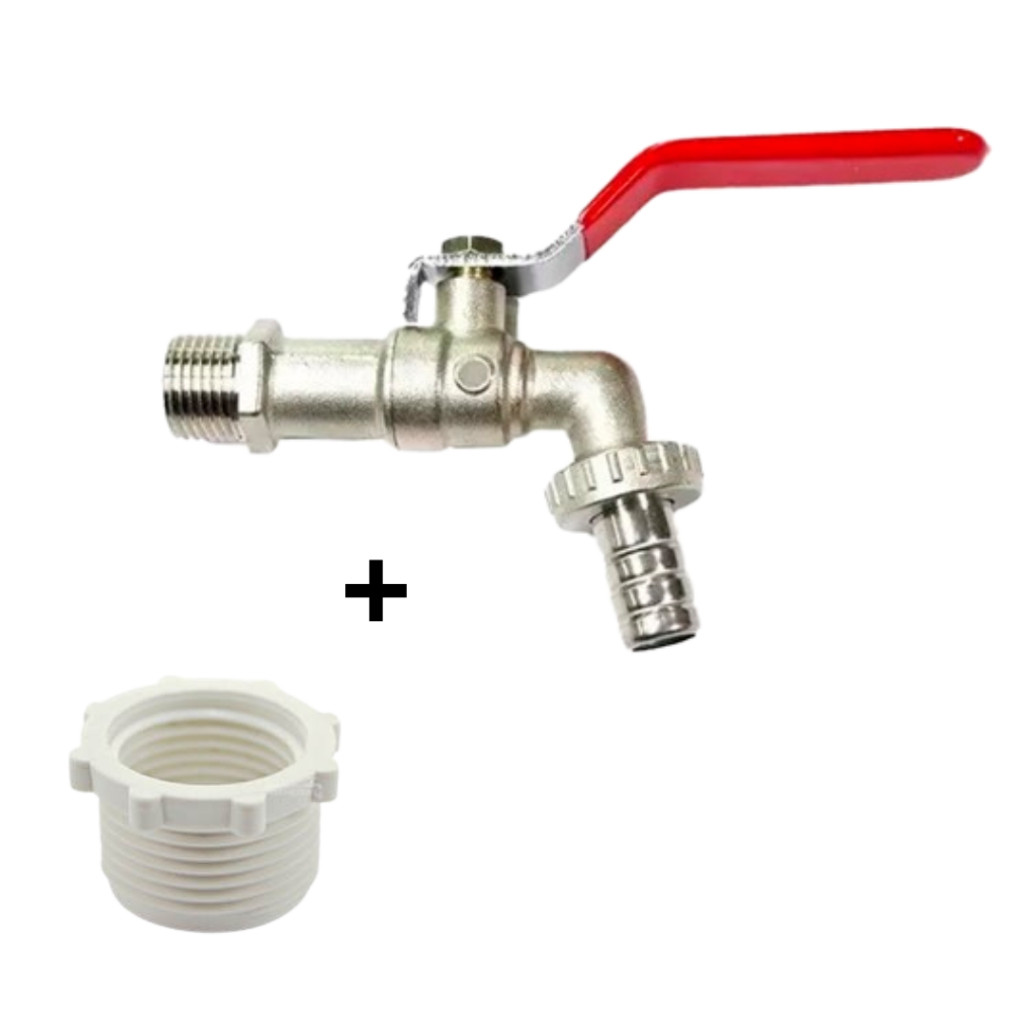 Torneira Esfera Jardim Quintal Tanque 1/2 x 3/4 Metalica 1/4 volta. em Oferta na Shopee